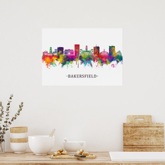 Bakersfield California Skyline Poster (Küche)