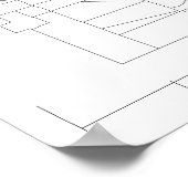 Bakersfield, Kalifornien (schwarz auf weiß) Poster (Ecke)