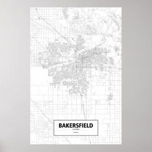 Bakersfield, Kalifornien (schwarz auf weiß) Poster