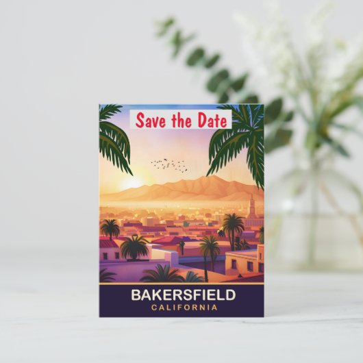 Bakersfield, Kalifornien, Travel Postcard, Save The Date (Stehend Vorderseite)