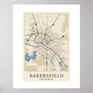 Bakersfield-Karte Poster Minimalistische Stadtan