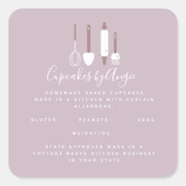 Bakertools Logo "Food Business Pink" Quadratischer Aufkleber