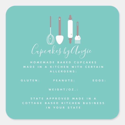 Bakertools Logo Food Business Square Sticker (Vorderseite)