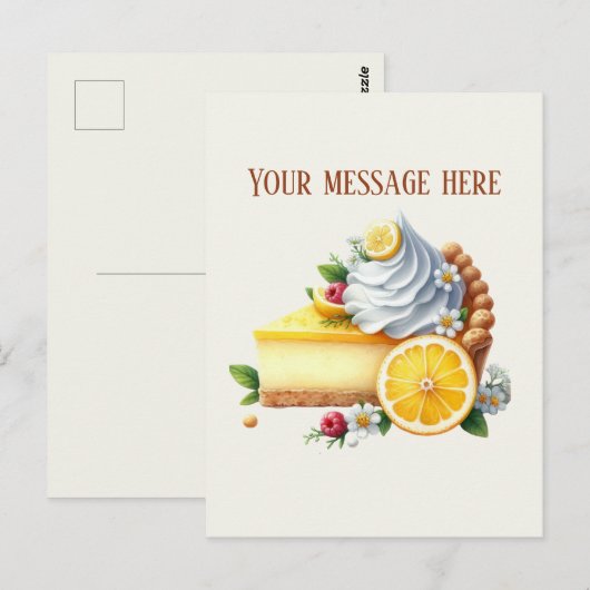 Bakery add message Business name lemon pie Postkarte (Vorne/Hinten)