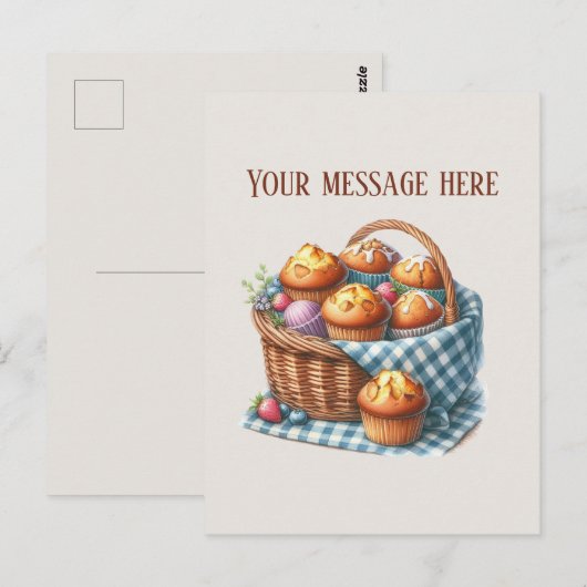 Bakery add message Business name muffins Postkarte (Vorne/Hinten)