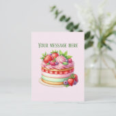 Bakery add message Business name strawberry cake Postkarte (Stehend Vorderseite)