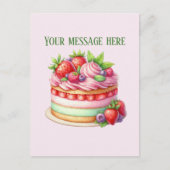 Bakery add message Business name strawberry cake Postkarte (Vorderseite)