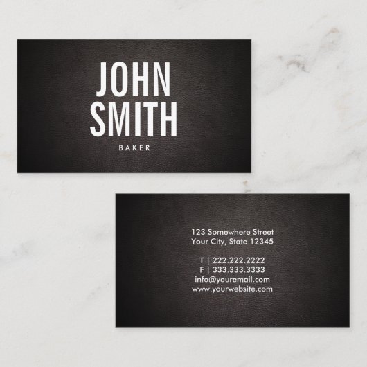 Bakery Bold Text Elegant Leather Baker Visitenkarte (Vorne/Hinten)
