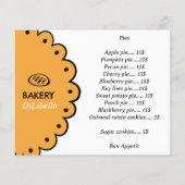 Bakery Brot Illustration Menü & Preisliste (Rückseite)