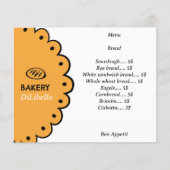 Bakery Brot Illustration Menü & Preisliste (Vorderseite)