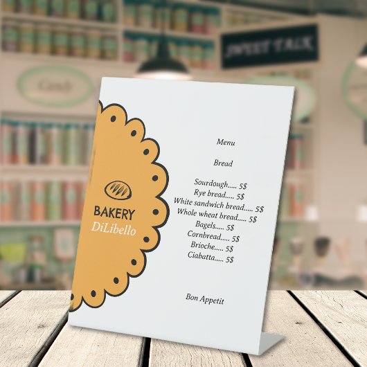 Bakery Brot Illustration Menü & Preisliste Sockelschild