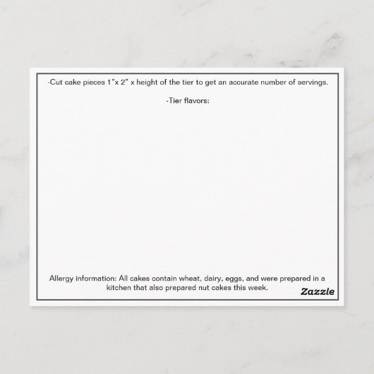 Bakery Business Cake Delivery Card für Veranstaltu Postkarte (Rückseite)