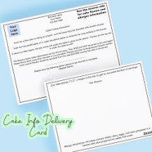 Bakery Business Cake Delivery Card für Veranstaltu