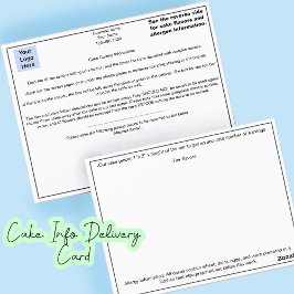 Bakery Business Cake Delivery Card für Veranstaltu Postkarte