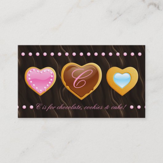 Bakery business card cookies heart chocolate dark visitenkarte (Vorderseite)