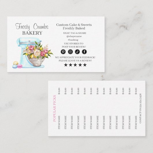 Bakery Business Card Visitenkarte (Vorne/Hinten)