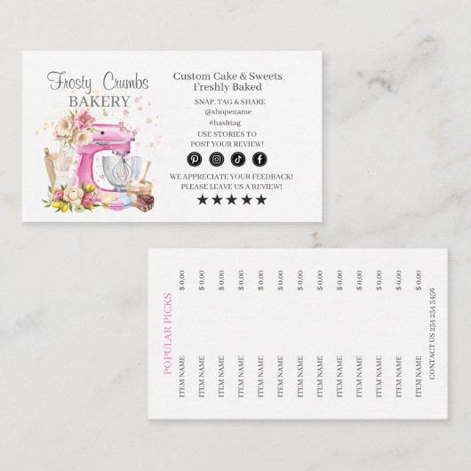 Bakery Business Card Visitenkarte (Vorne/Hinten)