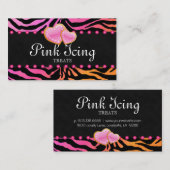BAKERY Business Card Zebra Pink Dots Orange Pink Visitenkarte (Vorne/Hinten)