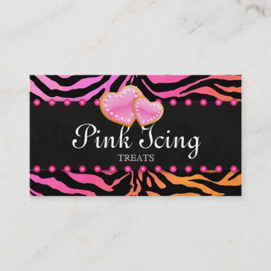 BAKERY Business Card Zebra Pink Dots Orange Pink Visitenkarte (Vorderseite)