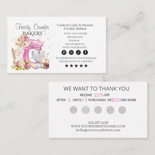 Bakery Business Loyalty Karte Visitenkarte (Vorne/Hinten)