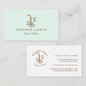 Bakery Business Wooden Ladine & Floral Logo Busine Visitenkarte (Vorne/Hinten)