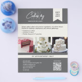Bakery Cake Custom Monogram Logo Grau Business Flyer (Einzeln)
