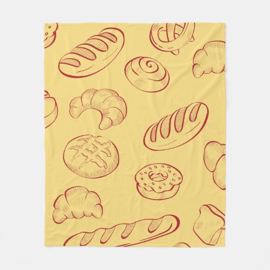 Bakery, croissant, food vintage seamless pattern fleecedecke (Vorderseite)