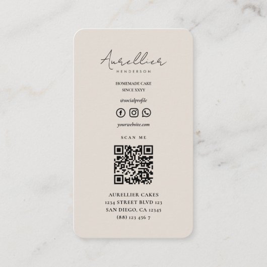 Bakery Cupcake Cake Decorator Sand Minimal Visitenkarte (Rückseite)