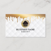 Bakery Cupcake Logo Gold Tropfen Elegant Weiß Visitenkarte (Vorderseite)