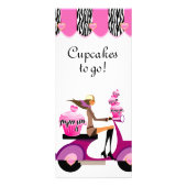 Bakery Cupcake Scooter Pink Zebra Werbekarte (Vorne)