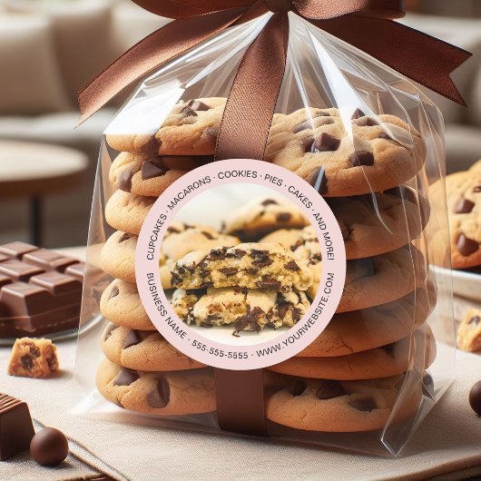 Bakery Custom Foto Cookies Pink Runder Aufkleber