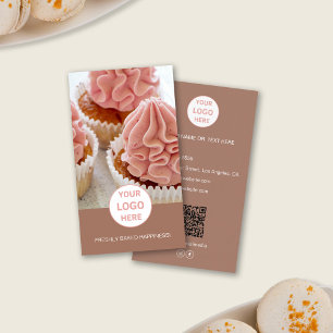 Bakery Custom Foto Logo QR Brown Business Card Visitenkarte