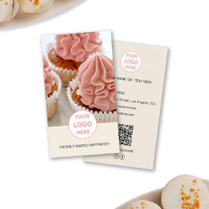 Bakery Custom Foto Logo QR Creme Business Card Visitenkarte