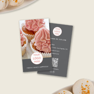 Bakery Custom Foto Logo QR Graue Visitenkarte