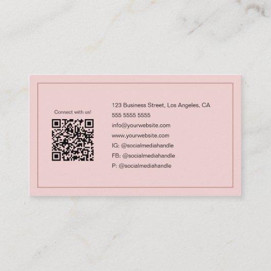 Bakery Custom Foto QR Code Minimal rosa Visitenkarte (Rückseite)