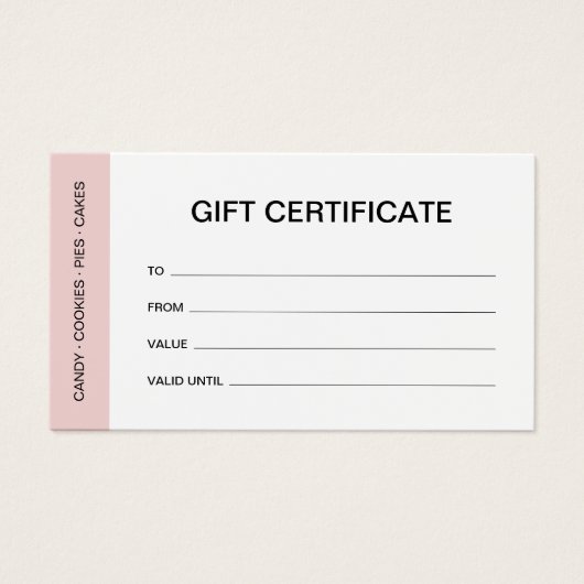 Bakery Custom Logo Business Gift Certificate (Vorderseite)