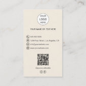 Bakery Custom Logo Foto QR Creme Business Card Visitenkarte (Rückseite)