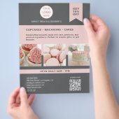 Bakery Custom Logo Grau Pink Flyer (Hand)