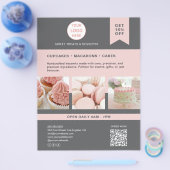 Bakery Custom Logo Grau Pink Flyer (Einzeln)
