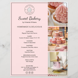 Bakery Custom Logo Photo QR Code Pink Flyer