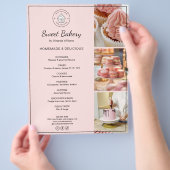 Bakery Custom Logo Photo QR Code Pink Flyer (Hand)