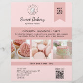 Bakery Custom Logo Photo QR Code Pink Flyer (Vorne)