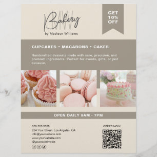Bakery Custom Monogram Logo Beige Flyer