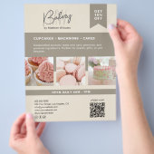 Bakery Custom Monogram Logo Beige Flyer (Hand)