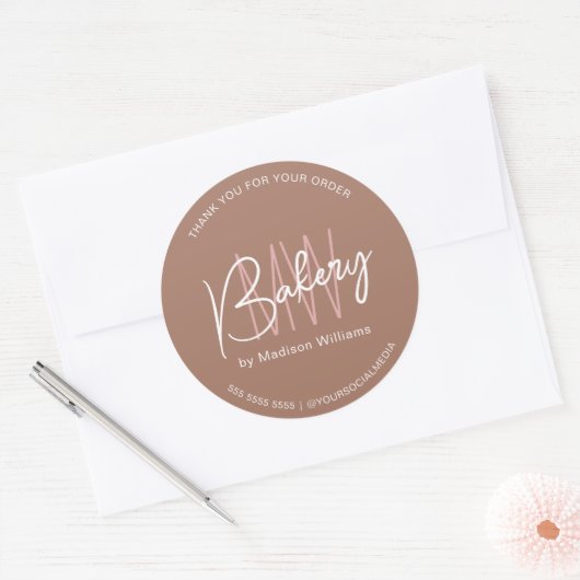 Bakery Custom Monogram Logo Brown Runder Aufkleber (Umschlag)