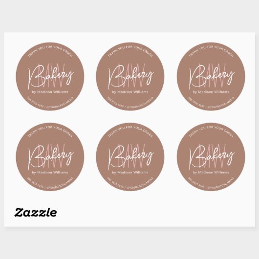 Bakery Custom Monogram Logo Brown Runder Aufkleber (Blatt)