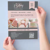 Bakery Custom Monogram Logo Grau Pink Flyer (Hand)