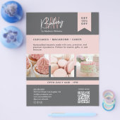 Bakery Custom Monogram Logo Grau Pink Flyer (Einzeln)