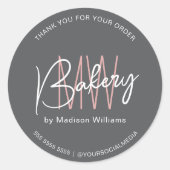 Bakery Custom Monogram Logo Gray Classic Round St Runder Aufkleber (Vorderseite)