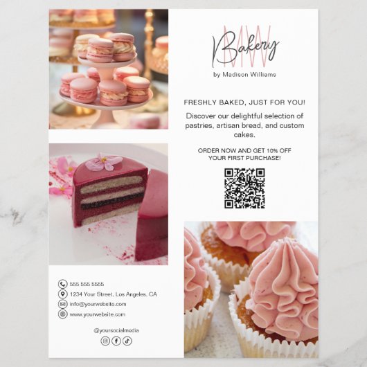 Bakery Custom Monogram Logo QR Flyer (Vorne)